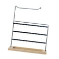 thumbnail image 1 of KLKCMS Desktop Earring Holder Multipurpose Wood Base Iron Frame Hanging Home Vanity Black, 1 of 9