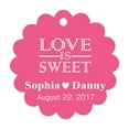 thumbnail image 1 of 100 PCS Love is Sweet Custom Made Scallop Edge Rong Hang Tags Personalized Wedding Party Favor Gift Tags, 1 of 1