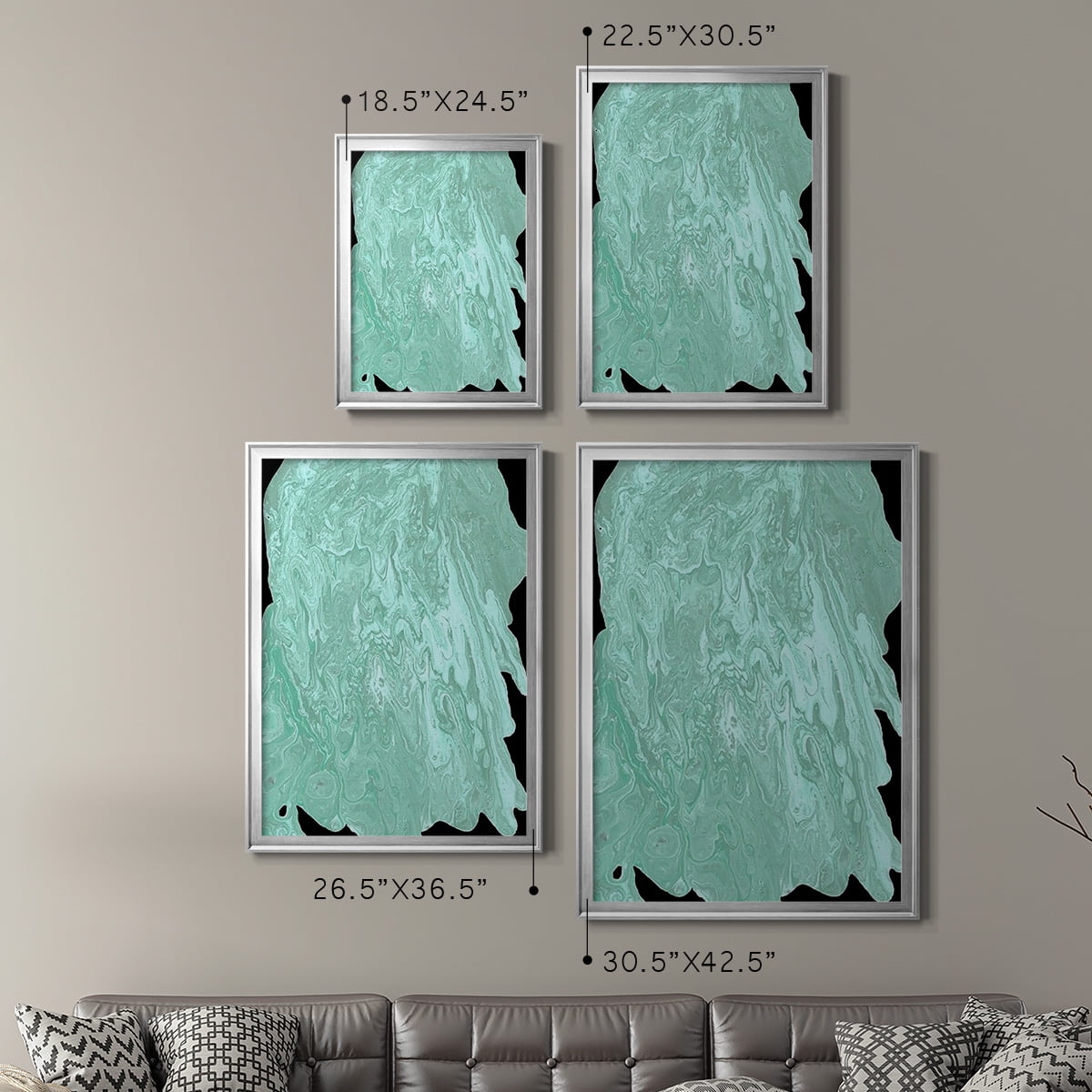 Teal Cascade II Premium Framed Print, in Gold, Black, or Silver - Ready to Hang