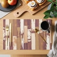 thumbnail image 2 of Brown Beige Placemats Set of 6, Vintage Farmhouse Shabby Wooden Grain Placemats for Dining Table, Place Mats for Kitchen Tabletop, Waterproof Wipeable Dining Table Mats Set, 2 of 9