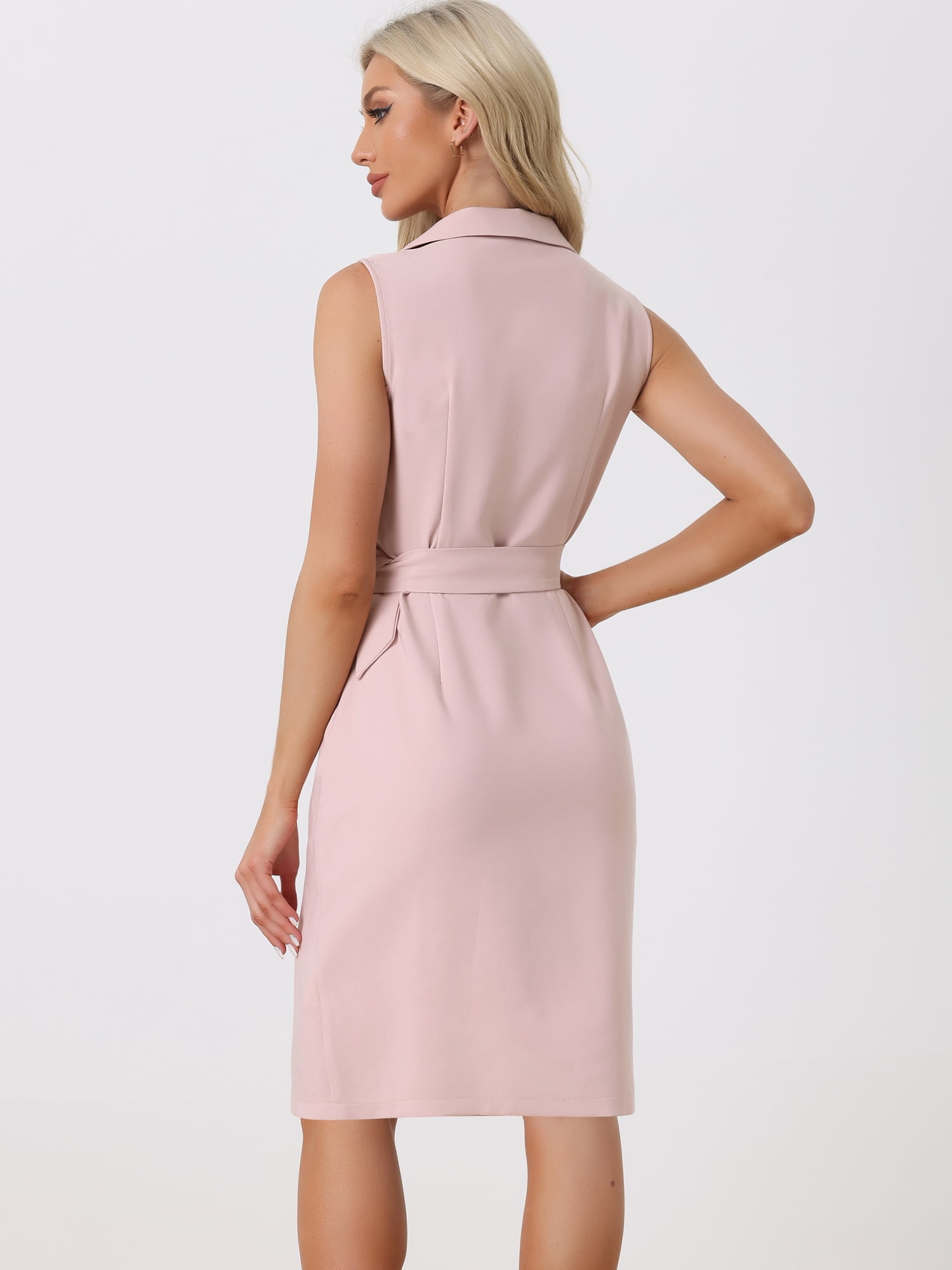 DARING DIVA Sleeveless Notched Lapel Double Breasted Blazer Dresses XL Pink