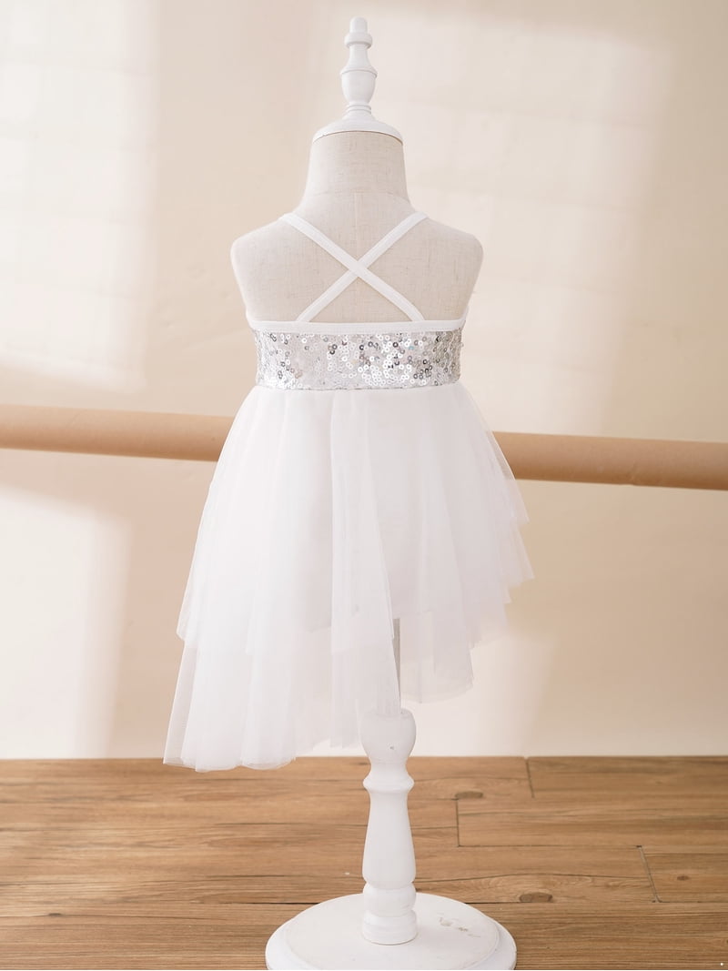 Zaldita Kids Girls Shiny Sequins Ballet Dance Tutu Dress Leotard Gymnastics  Outfits Performance Dancewear Ivory 5-6 - Walmart.com