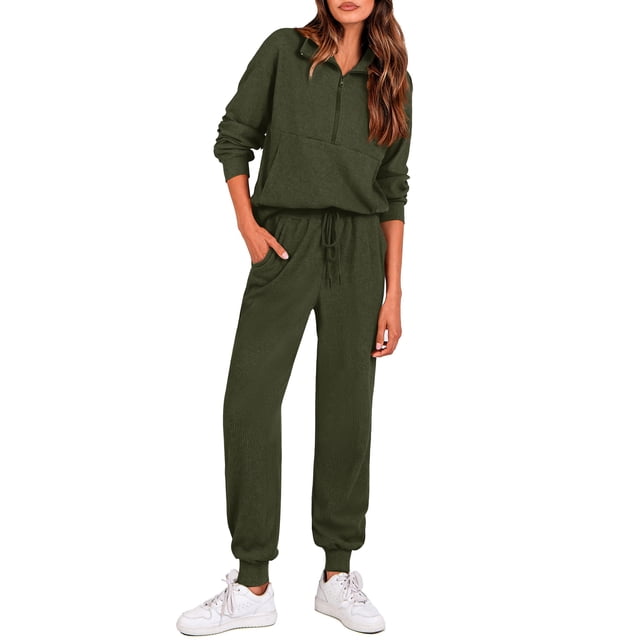 Conjunto Deportivo PRETTYGARDEN 2 Piezas Sudadera con Cierre y Joggers M