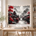 thumbnail image 5 of Red Bridge and East Asian Pavilion Tapestry Wall Hanging, 5 of 7