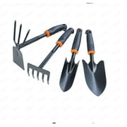 OAVQHLG3B Garden Tool Set, 4Pcs Heavy Duty Mini Garden Hand Tools Iron Carbide Alloy Garden Hand Tools Including Trowel, Transplanter, Cultivator, 2-in-1 Rake/Hoe for Gardening