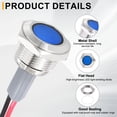 thumbnail image 3 of Uxcell 2Pcs 16mm Luz Indicadora, Lámpara de Señal LED Metálica a Prueba de Agua 110V-220V AC, Azul, 3 of 6