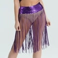 thumbnail image 2 of QATAINLAV Womens Sparkly Sequin Tassel Skirts Belly Dance Hip Scarf Festival Fringe Wrap Skirts, Purple,, 2 of 4
