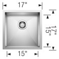 thumbnail image 2 of Quatrus R0 17" Stainless Steel Undermount Bar Sink, 2 of 4