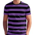 thumbnail image 2 of LWavelet Striped Men's Short Sleeve T-Shirt Relaxed Fit Great for Casual Outings and Daily Style Purple L, 2 of 4