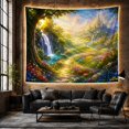 thumbnail image 6 of Waterfall Beside Gnarled Tree with Castle View, Serene Fantasy Style for Nature Lovers, Waterfall Wall Decor Housewarming Gift, Tapestry Wall Hanging for Bedroom and Dorm, 6 of 7