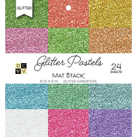 UPC: 0611356303273 | DCWV Single-Sided Cardstock Stack 6 X6  24/Pkg Glitter Pastels Solid