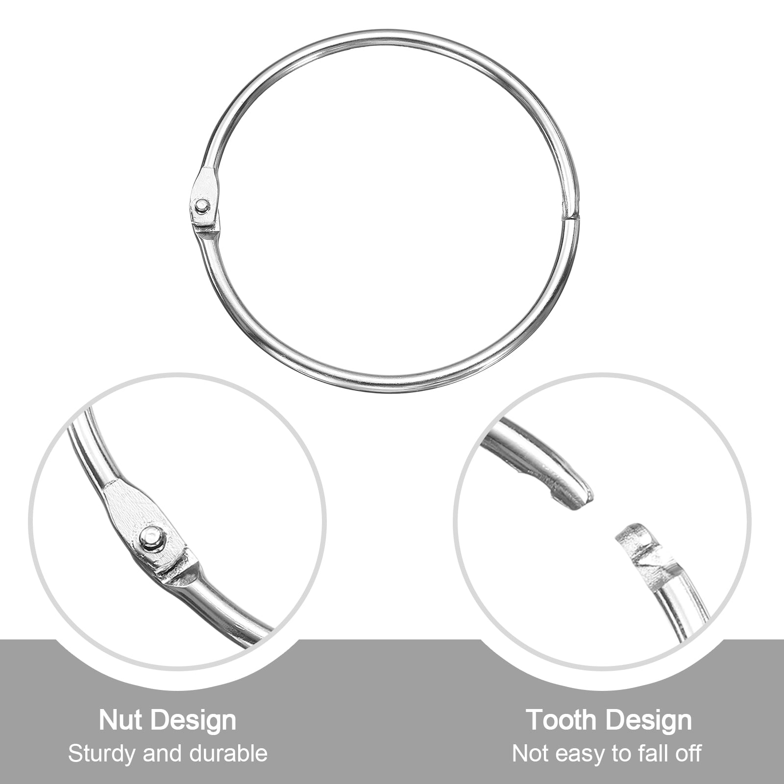 Uxcell 16pcs Binder Rings 3 Inch Loose Leaf Binder Ring Metal Book Rings Colorful Loose Leaf Rings, Silver Tone