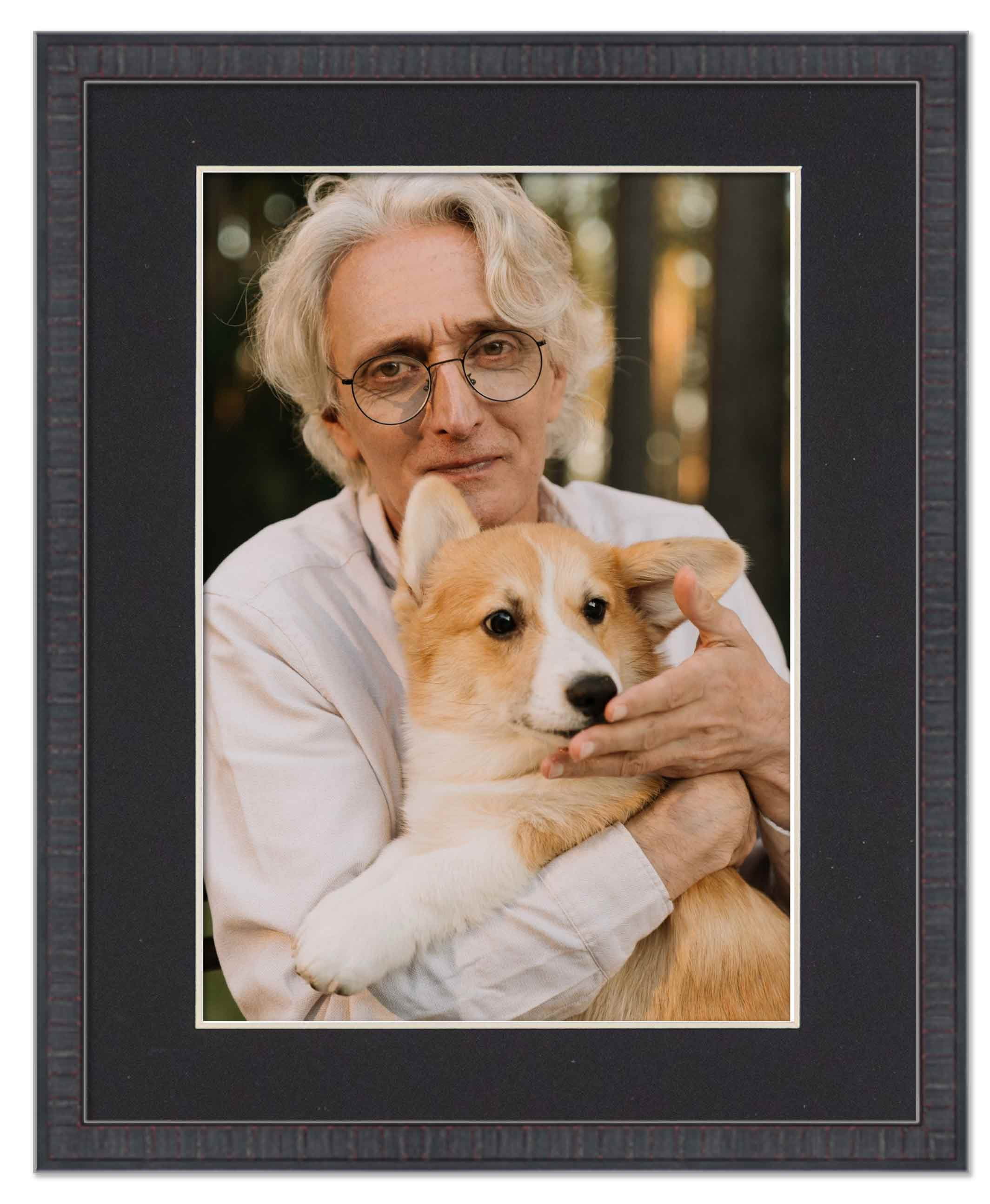 16x20 Frame Mahogany With Black Picture Mat For 16x20 Photo - Mahogany 18x24 Frame To Display Print