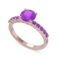 thumbnail image 2 of 2.25 Carat Round Cut Amethyst Gemstone New Wedding Ring for her Solid 18K Rose Gold Size 5.5 by Diamond-Capitals, 2 of 7