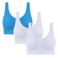 thumbnail image 2 of VBVC Women's 3 Pack Breathable Yoga T-Shirt Bra,Supportive Underwear For Women,Ladies Full Coverage Sport Lingerie,Blue,Size XXXXL, 2 of 9