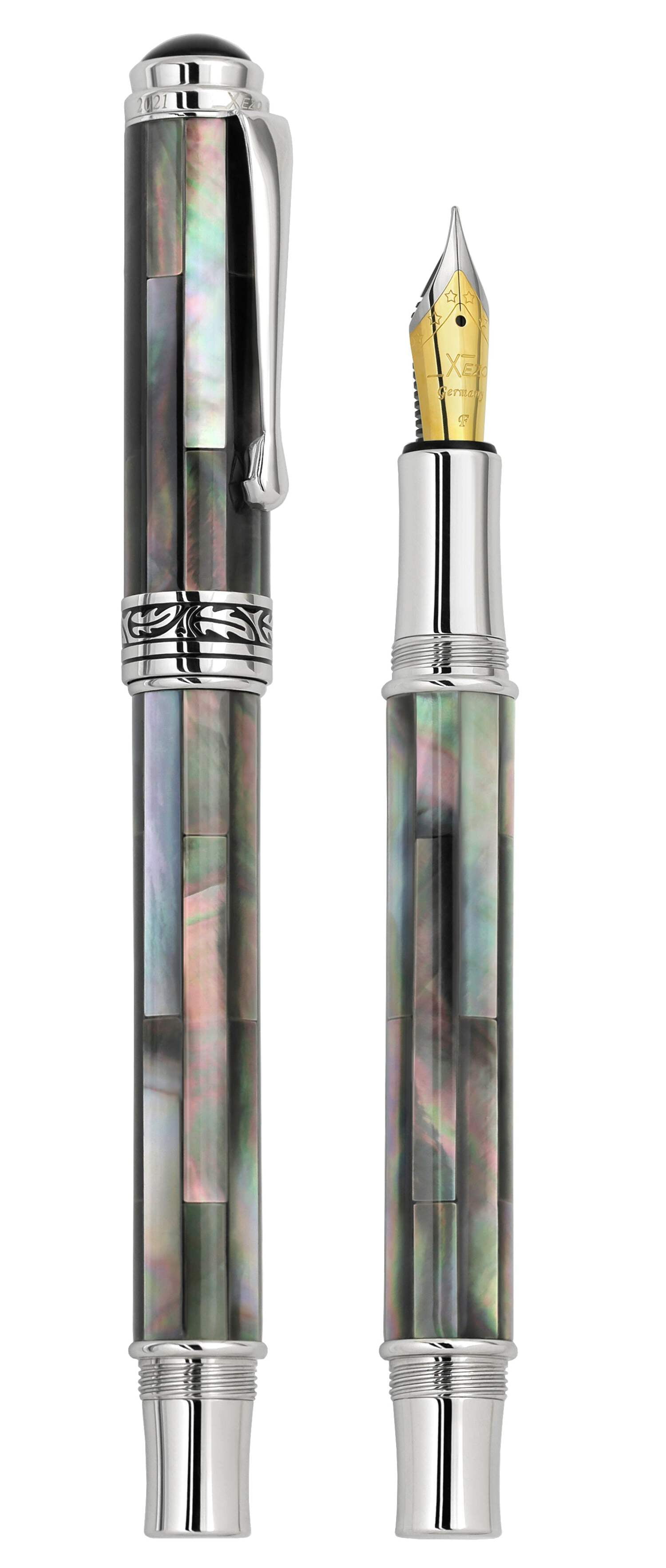 Xezo Xezo Maestro® Black Mother of Pearl  Platinum Plated Fountain Pen (Fine / Extra Fine Nib)