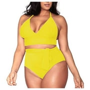 Pisexur Womens Plus Size Bikini High Waisted Swimsuits Two Piece Bathing Suits Tummy Control Swimwear