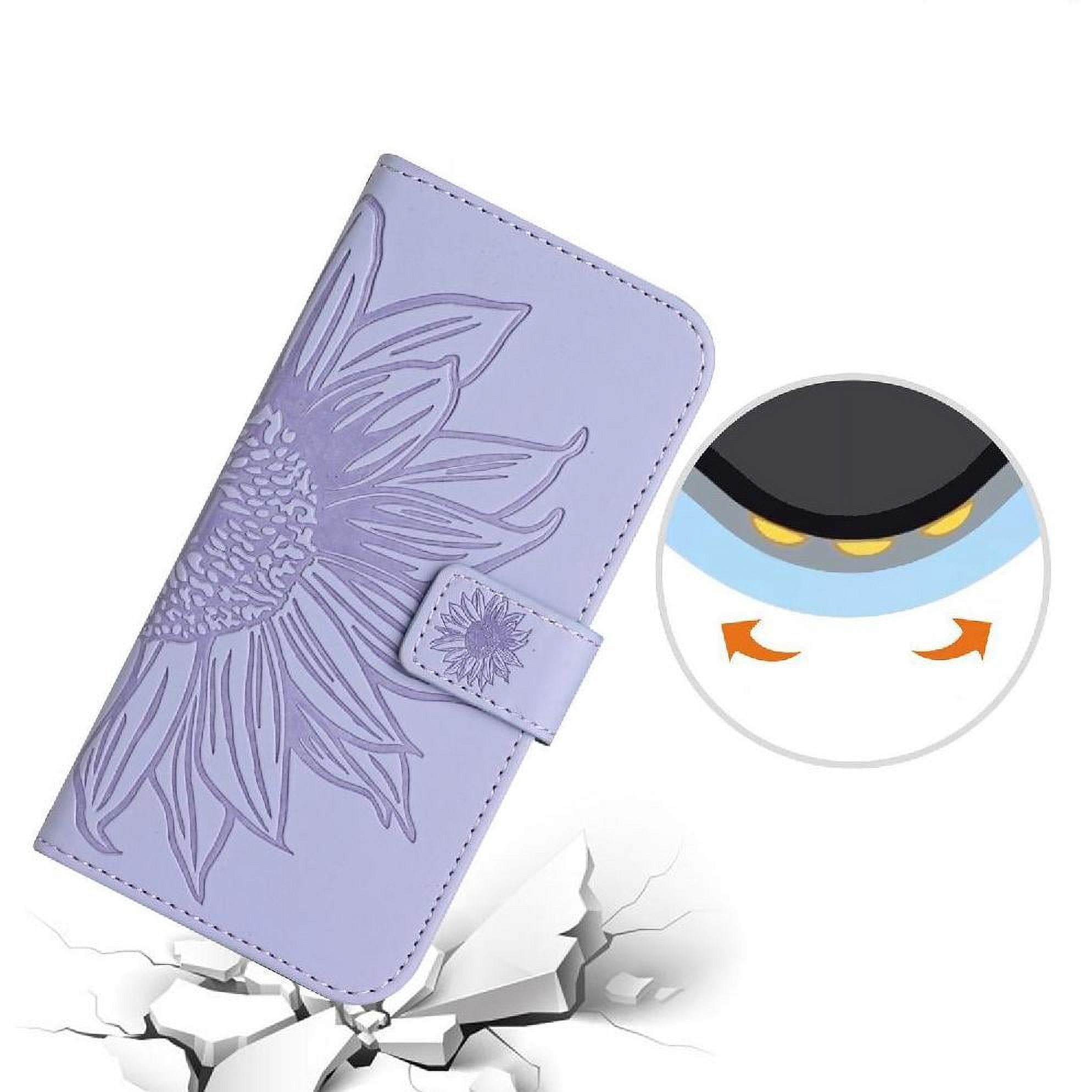 Case for Samsung Galaxy S25 Fe Luxury Pu Leather with Card Slots Holder Embossed Sunflower Short Strap Flip Wallet Phone Case