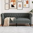 thumbnail image 1 of vidaXL Canapé Chesterfield 2 Places Tissu Gris Foncé, 1 of 5