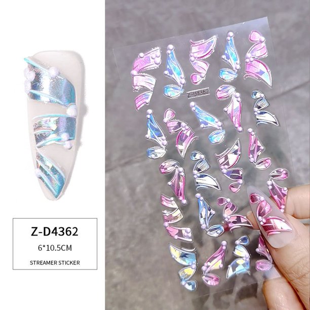 Cinta tridimensional en relieve 5D, pegatinas para uñas, calcomanías para uñas DIY, láser Multicolor, pegatina en relieve para uñas, decoraciones artísticas para uñas Tan Jianjun unisex