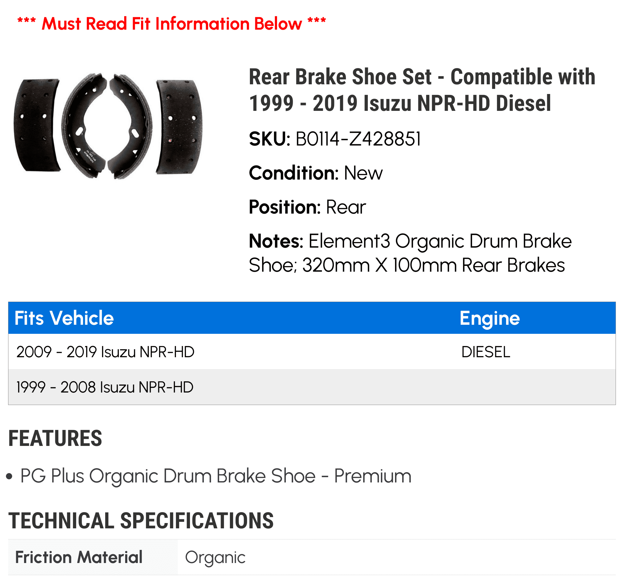 Auto Truck Parts Spare Part Truck Brake Shoe For Isuzu F442 - Brake