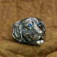 thumbnail image 4 of Blue CZ Eyes 925 Sterling Silver Golden Retriever Cute Dog Ring Punk Jewelry TA32N US Size 13, 4 of 16