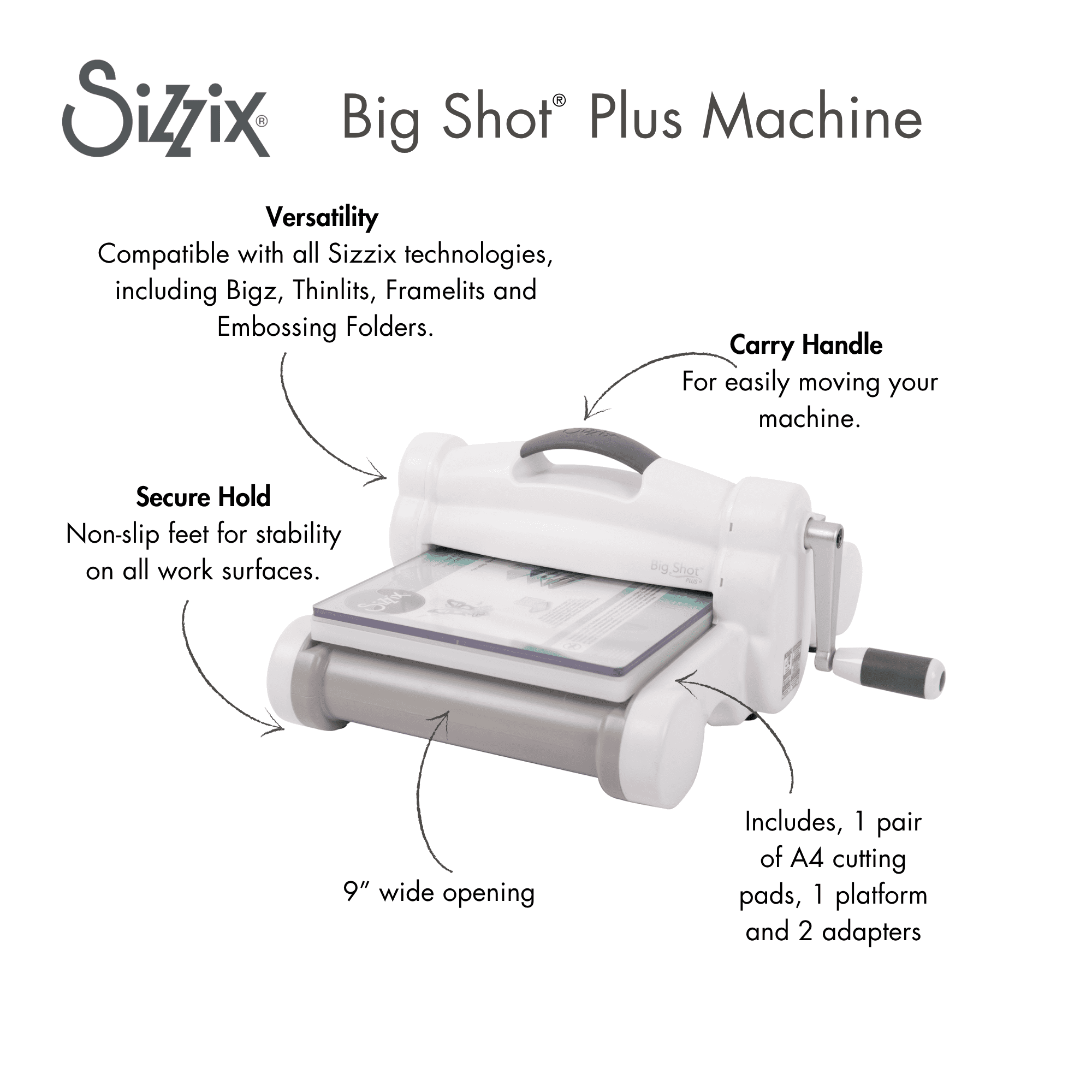Sizzix, Big Shot Plus Manual Die-Cut Machine, 9 inch, for Crafts