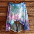 thumbnail image 3 of DHFJKG Long Sleeve Shirts For Women Ribbed Knit Pullover Galaxy Printed Casual Comfortable Crewneck Loose Fit Tunic Carnival Stylish Home Clothes, 3 of 4