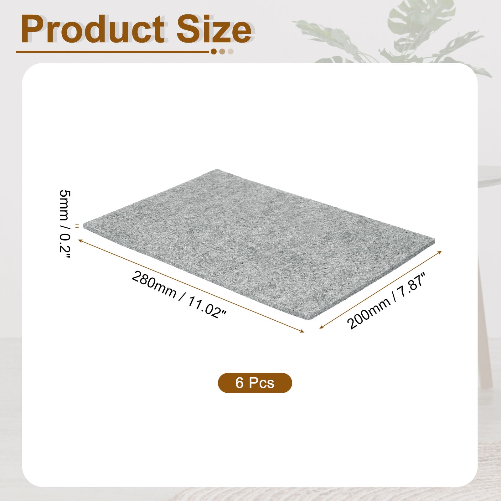 Felt Furniture Pads, 6Pack 11.02" x 7.87" Adhesive Backed Felt Non-slip Anti-scratch Chair Leg Protectors for Protecting Hardwood Floor, Grey