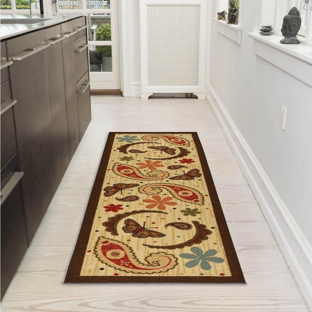 Sara's Kitchen Beige 20"X59" Paisley Design Kitchen Mat Runner Rug With