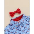 thumbnail image 5 of FEORJGP 4th of July Clothes for Baby Boys 6M 12M 18M 2T 3T 4T Kids Gentleman Set Short Sleeve Sunglass Print Shirt Button Down Tops with Bow Tie and Sler Fashion Casual Formal Summer Outfits, 5 of 8
