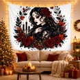 thumbnail image 3 of Gothic Portrait Woman with Roses and Candles, Moody Dark Fantasy for Halloween Lovers, Autumnal Gothic Art Decor, Halloween Gift, Tapestry Wall Hanging for Bedroom and Living Room, 3 of 7