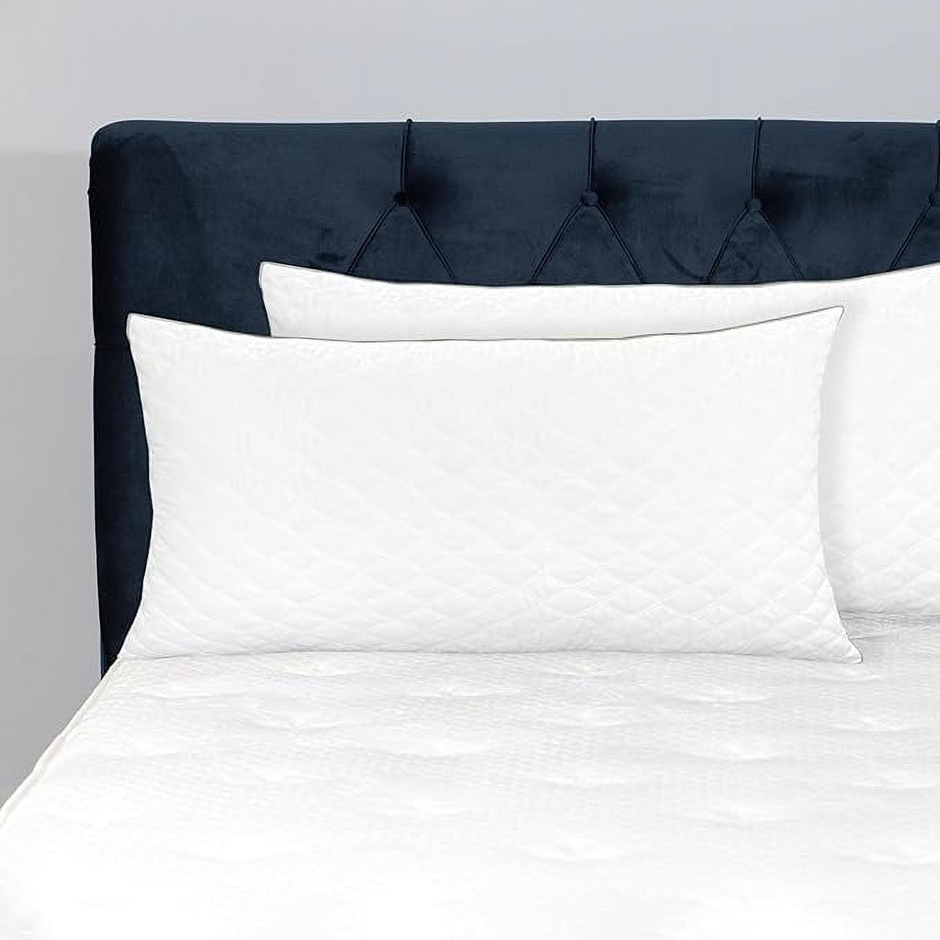 Set of 2 Hotel Quality Quilted Bed Pillows, Goose-Down Alternative, Medium Firm, Diamond-Stitched for Stomach, Side, or Back Sleepers, Standard/Queen, White