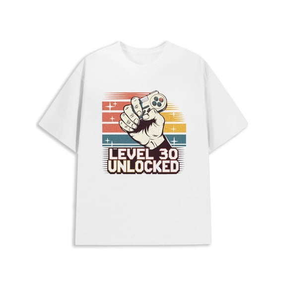 Level 30 Unlocked mens game console white Refreshing and lightweight, perfect for summer sports and leisure wear game over funny Retro Unisex Shirt Printed tshirts