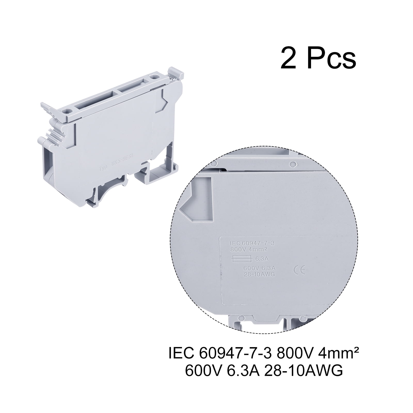 Bloc De Borne à Fusible Type UK5 à Vis, Noir, Lot De 2 - Pour Rail DIN, Neuf