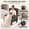 thumbnail image 4 of Aprafie Ergonomic Wingback Chair, 20.7" High Back Accent Chair with Ultra-Thick Cushion, Solid Wood Arms & Legs for Living Room, Bedroom, Reading Nook, Dark Brown, 4 of 7