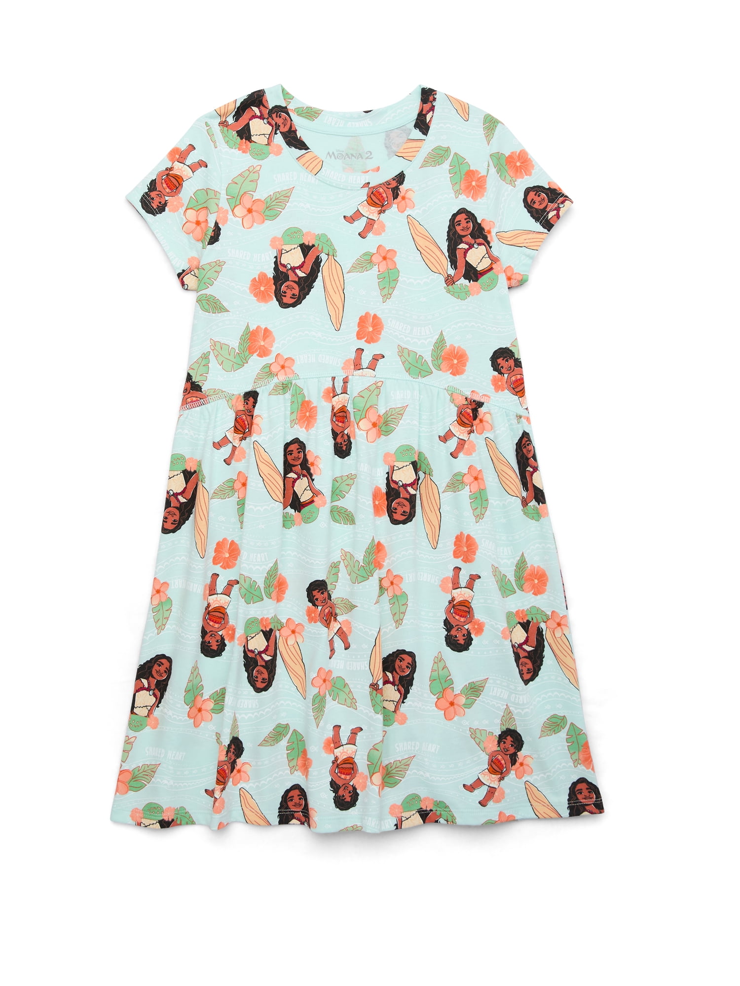 Moana Girls Dress with Short Sleeves, Sizes XS-L