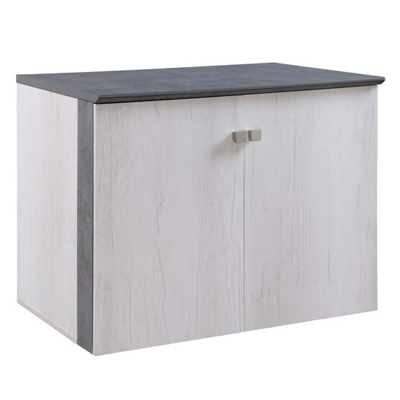 Forward Furniture Allure 36" x 24" Desk Height Storage Cabinets - 2 Wood Doors - Commercial Grade - Stain, Scratch, Heat Resistant Top - Two Tone Stormy Gray/Ashwood White