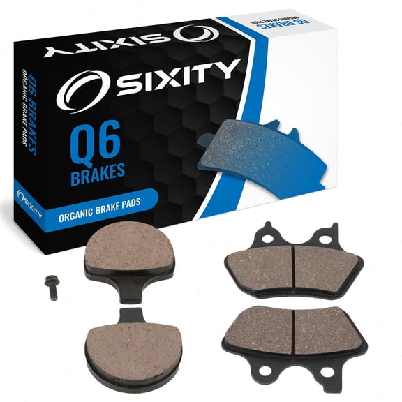 Sixity Q6 Front Rear Organic Brake Pads compatible with Harley Davidson FLSTSCI Softail Springer Classic 2005-2006 Complete Set