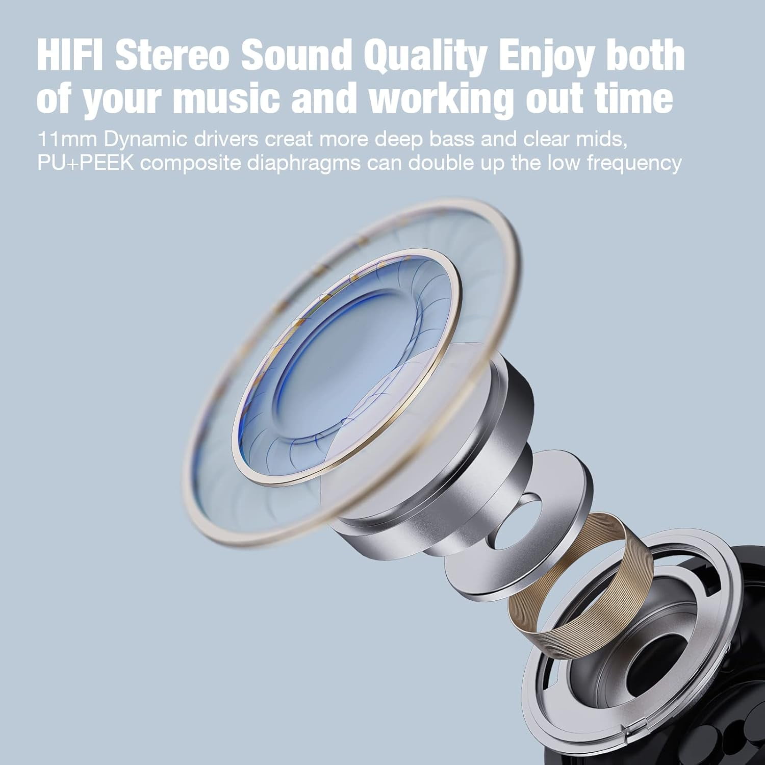 Bluetooth Headphones, Wireless Headphones with 16 Hours Playtime Bluetooth 5.3 Wireless Earbuds HD Deep Bass Stereo Sound Isolation IPX7 Waterproof Earphones for Workout Running Sports