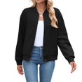 thumbnail image 2 of Wevis Autumn Zip Up Jacket for Women Long Sleeve Stand Collar Short Coat Casual Loose Fall Coat, 2 of 6