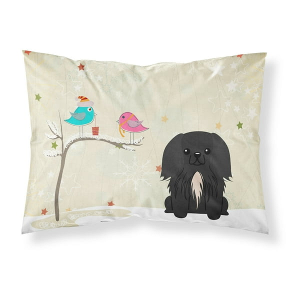 Christmas Presents between Friends Pekingese - Black Fabric Standard Pillowcase