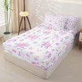 thumbnail image 2 of Metsweet Floral Unicorn Zipper Full Size Comforter Sets with Fitted Sheet and 2 Pillowcases, Flower Bow Zipper Bedding Set, Pink Purple White,4pcs,Pink Reversible, 2 of 6