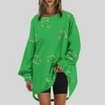 thumbnail image 2 of Womens Crewneck Sweatshirt Oversized MIUOWANP Womens Oversized Crewneck Sweatshirt Printed Long Sleeve Tunic Tops S Green, 2 of 5