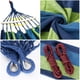 thumbnail image 3 of Hamaca Columpio Doble de Algodón 200 x 150 cm 2 Personas Grande Antivuelco Brasileña con Barra Separadora, Carga 200 kg para Camping Jardín con Bolsa de Transporte Correas para Árboles, 3 of 5