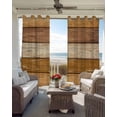 thumbnail image 3 of Farmhouse Yellow Brown Black Out Curtains 84 Inch Long for Living Room, Vintage Wooden Striped Blackout Curtain Shade Thermal Insulated Window Curtains Grommet Drapes 42"x84" 2 Panels, 3 of 8