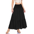 thumbnail image 2 of GJSYRH Women's Summer Casual Elegant Smock Layered Tiered Maxi Skirt High Waisted A Line Flowy Long Skirts with Pockets Black XL, 2 of 6