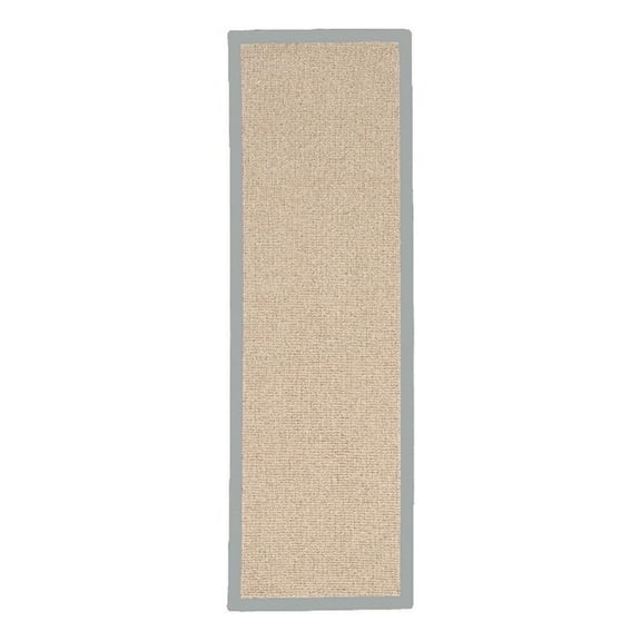 Linon Empire Machine Tufted Wool 2'6"x8' Rug in Natural and Ice Blue