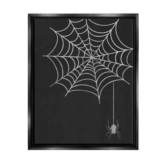 Casual Black Hanging Spider Web Holiday Graphic Art Jet Black Framed Art Print Wall Art
