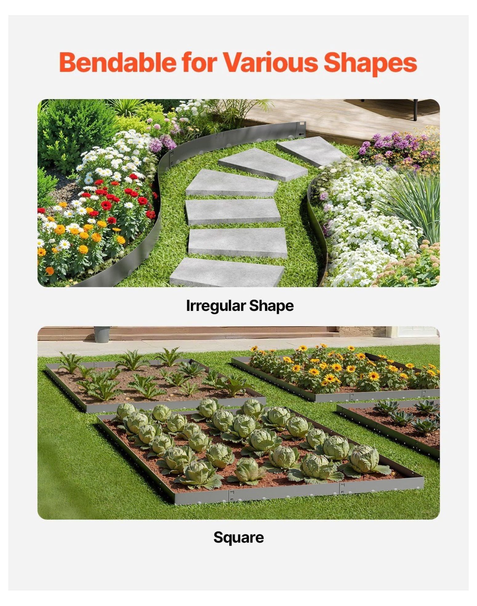 Steel Landscape Edging - 5 Pack, 39x5in Metal Garden Border